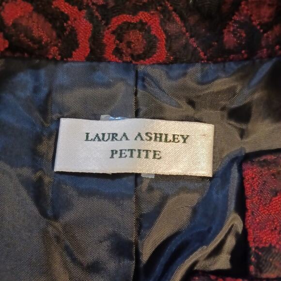 LAURA ASHLEY Petite Ruby Luster/Black Button Front Jacket. Size L - Picture 11 of 11